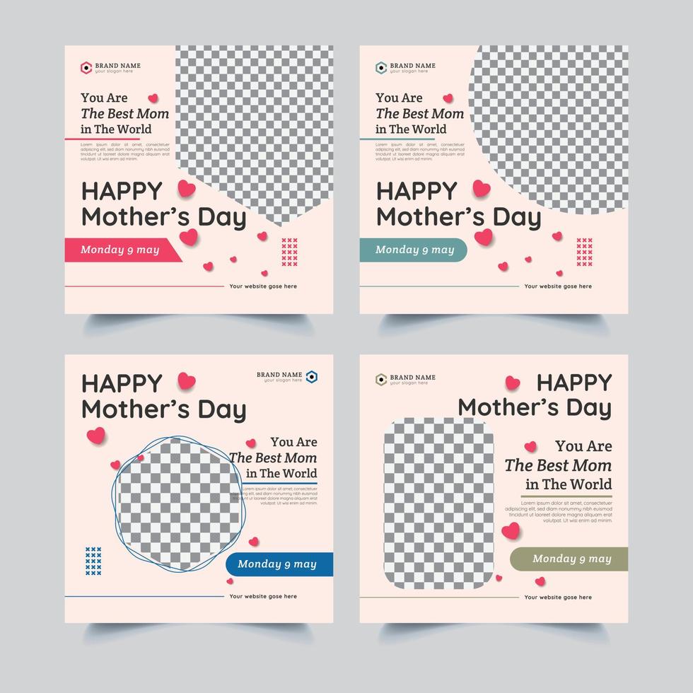 Set of social media banners for mother's day vector