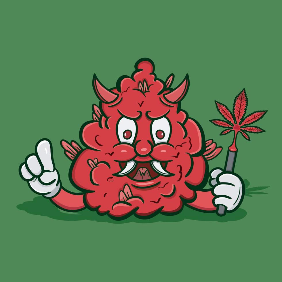 Vector Illustration Mascot cartoon character of Weed Bud Evil.Suitable for Brand, Logo, Sticker, t-shirt Design and other Product.