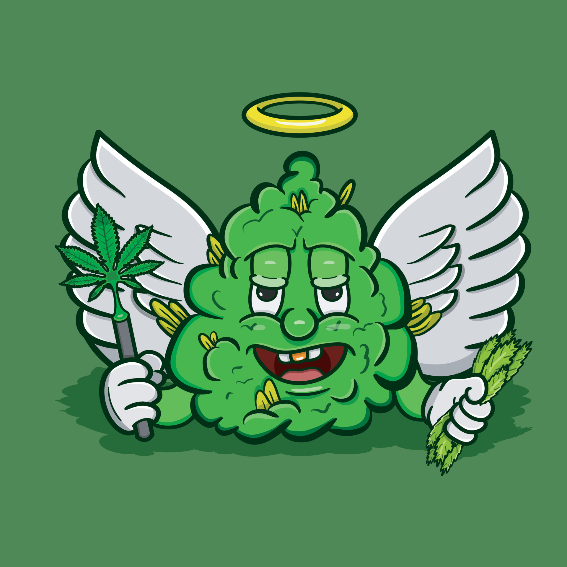 Vector Illustration Mascot cartoon character of Weed Bud Angel.Suitable for  Brand, Logo, Sticker, t-shirt Design and other Product. 7697262 Vector Art  at Vecteezy