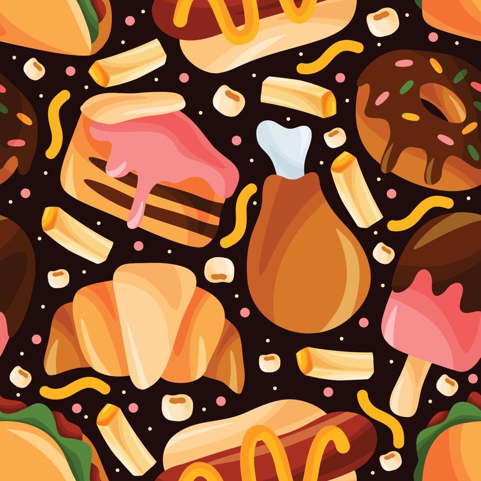 Junk Food Seamless Pattern Background vector