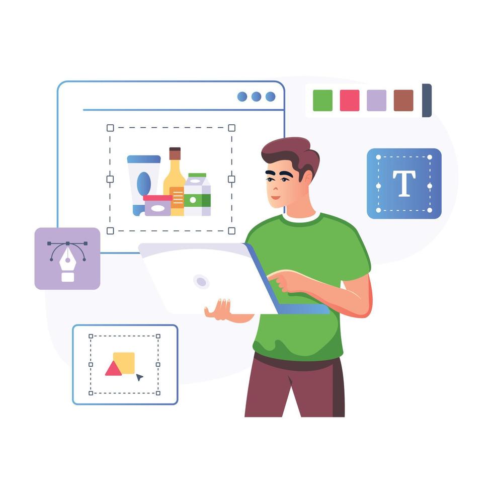 An editable flat illustration of packaging design vector