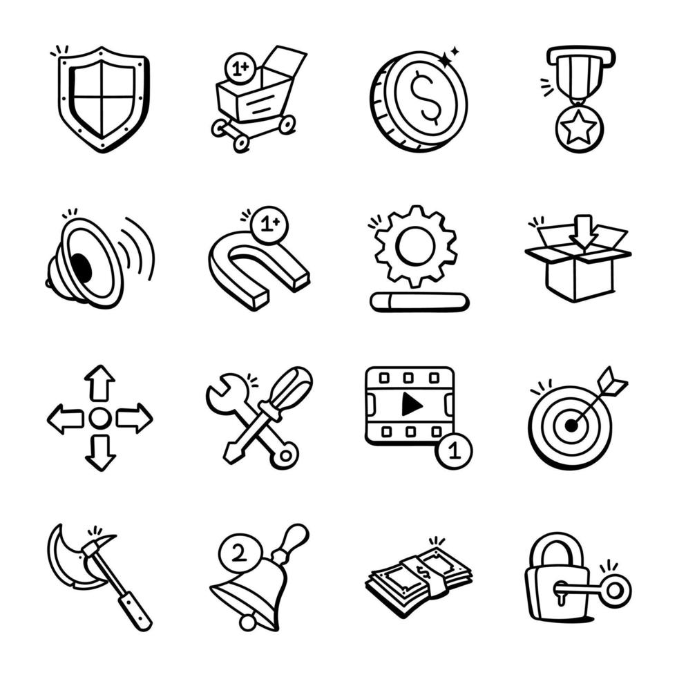 Doodle Icons of Gaming vector