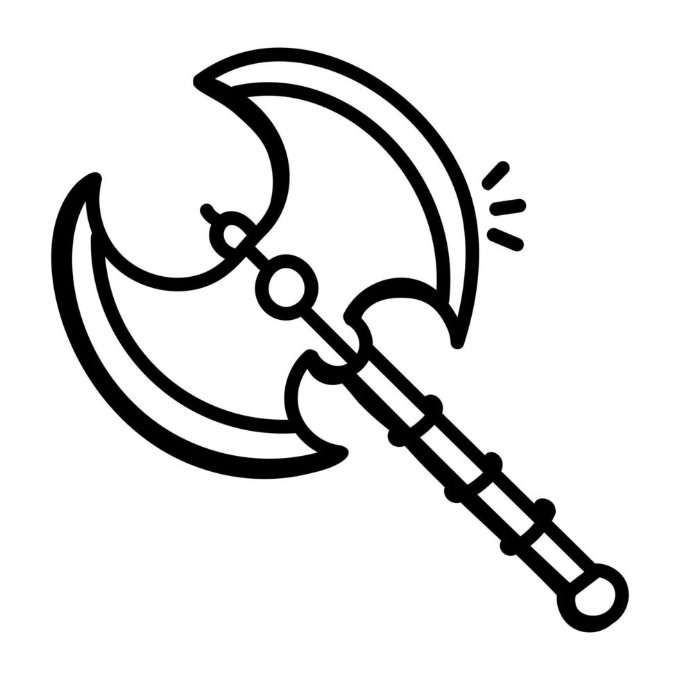 A double axe tool doodle icon vector