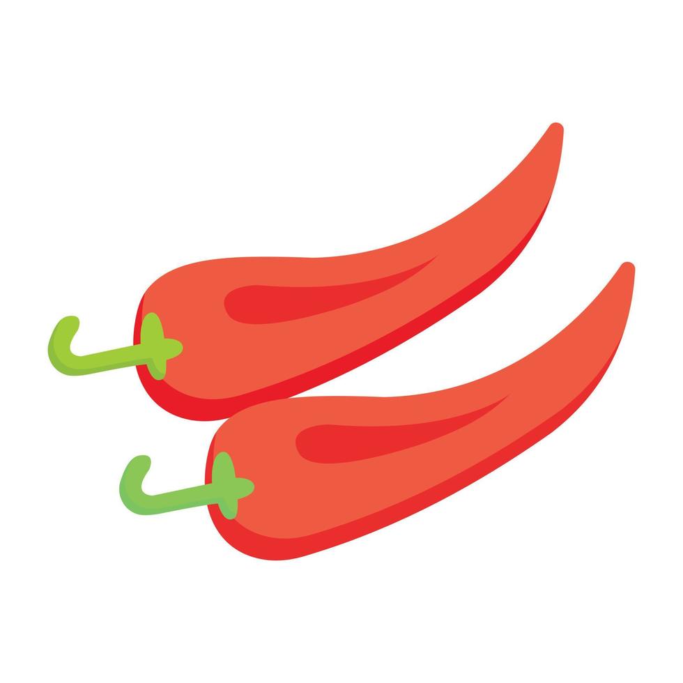 Food ingredient, isometric icon og red chilies vector