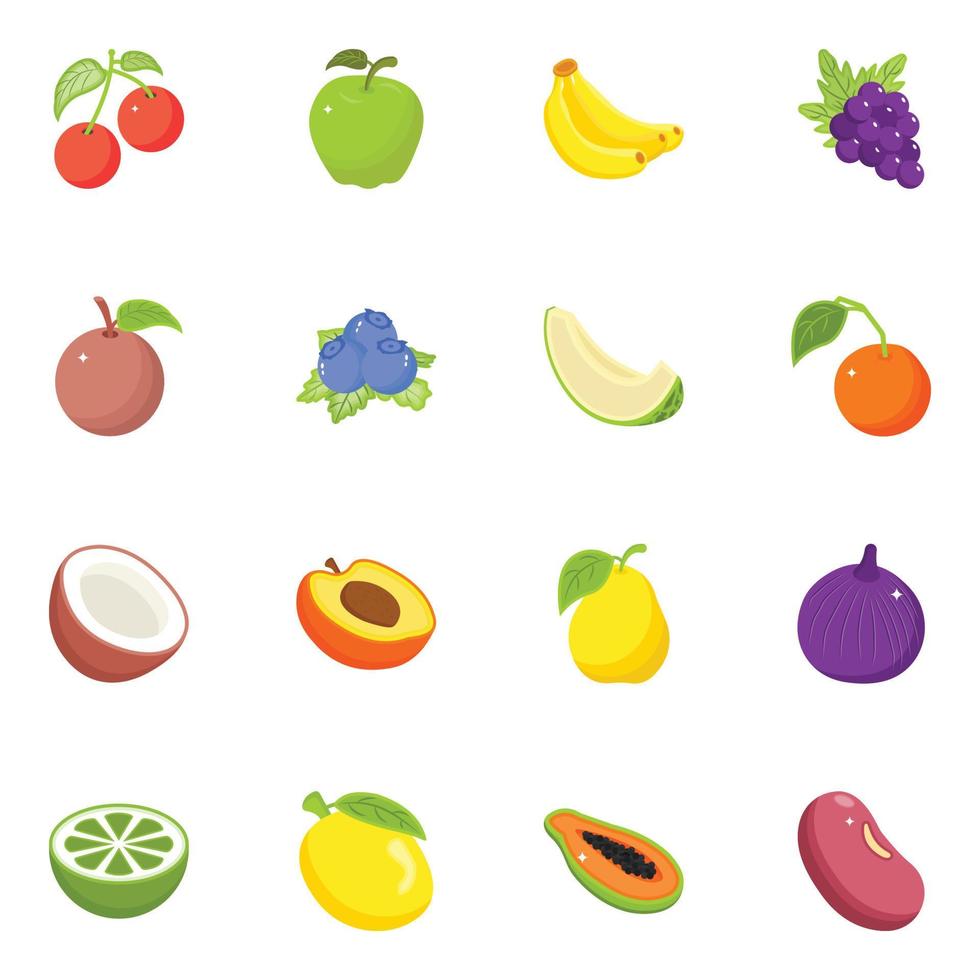 conjunto de iconos isométricos de frutas vector