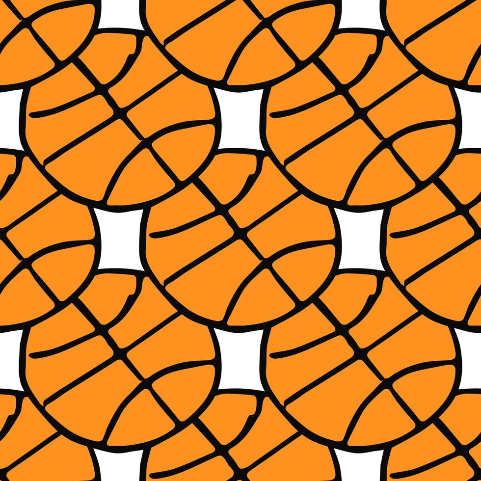 patrón de baloncesto sin fisuras. patrón de garabato sin costuras con pelota de baloncesto. ilustración vectorial con pelota de baloncesto sobre fondo blanco vector