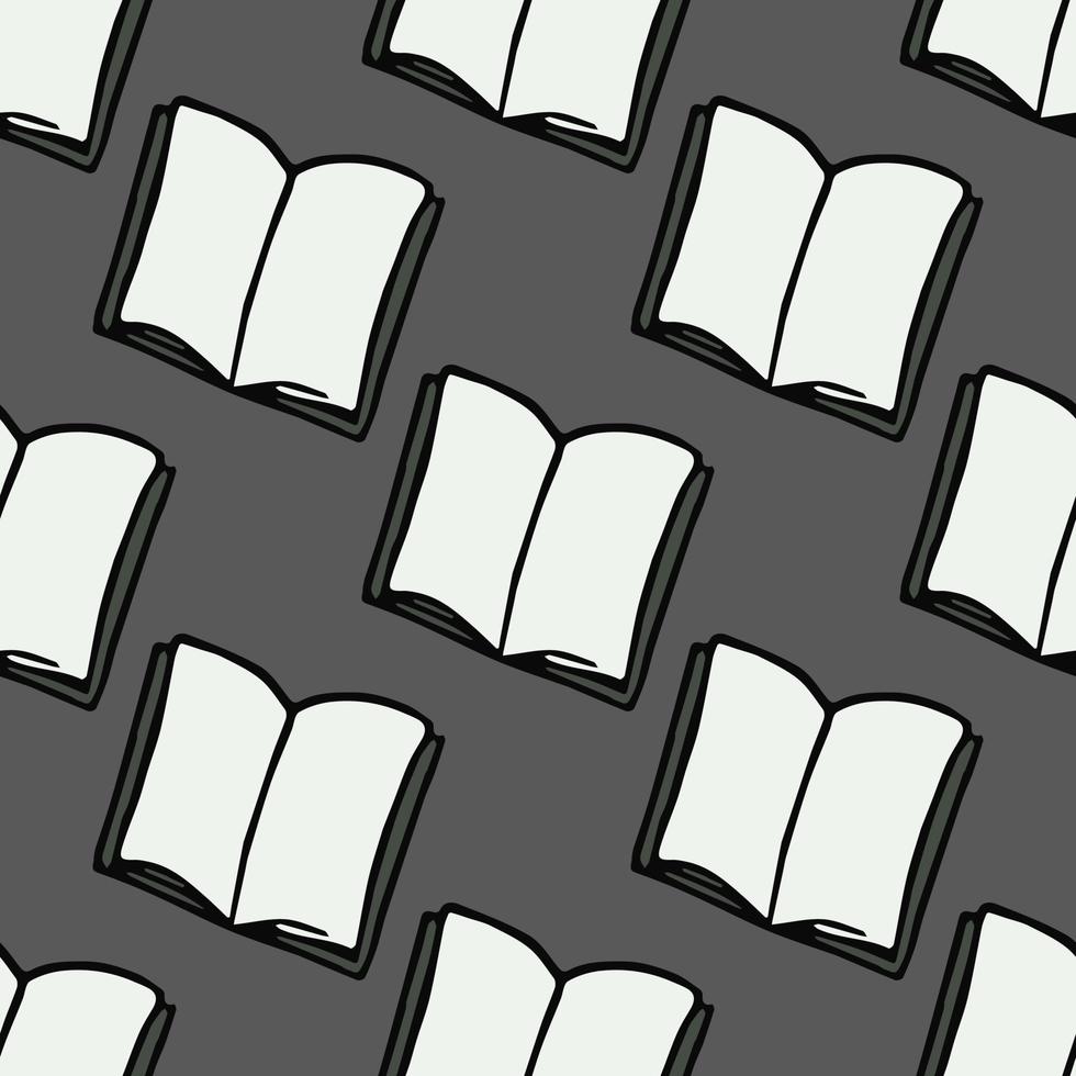 Seamless book vector pattern. Colored books background. Doodle vector book pattern on grey background