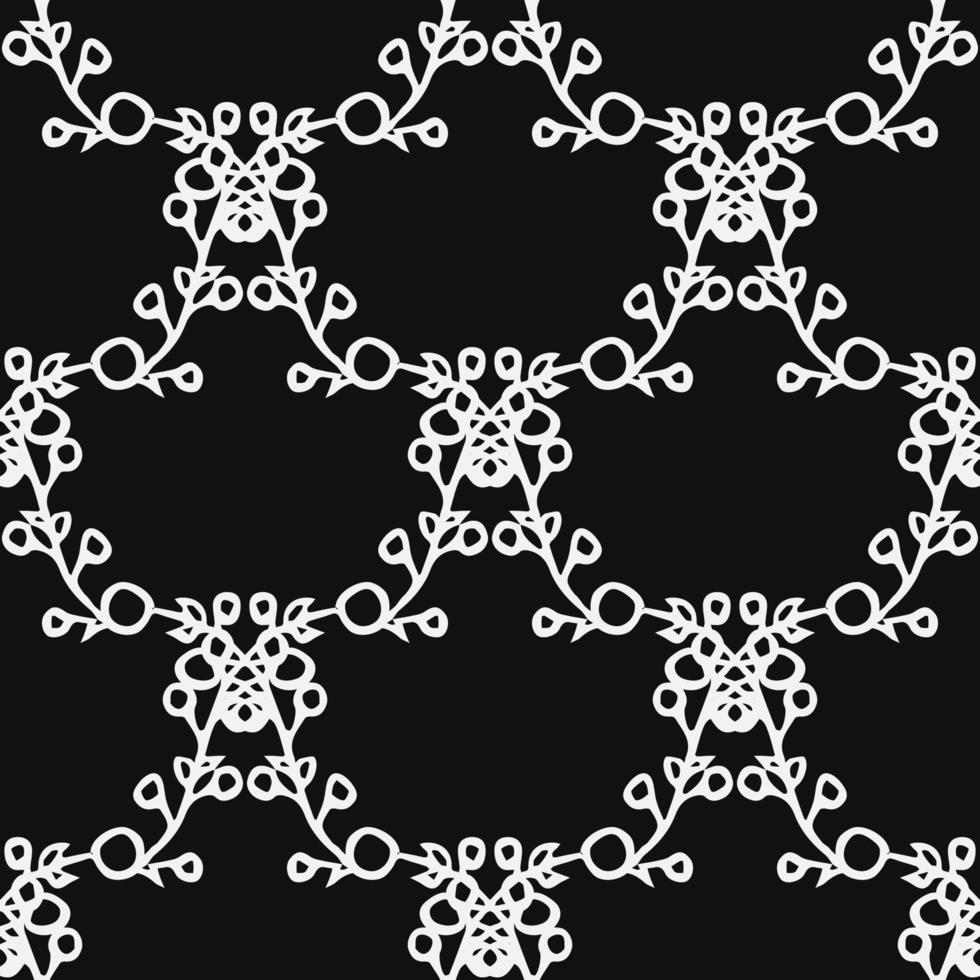 garabato vector con adorno floral sobre fondo negro. patrón de vectores florales sin fisuras. decoración floral vintage, fondo de elementos dulces para su proyecto, menú, cafetería