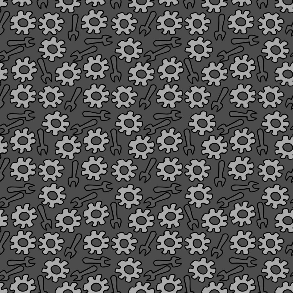 seamless pattern with gear and key. vector illustration with mechanism and engine symbol