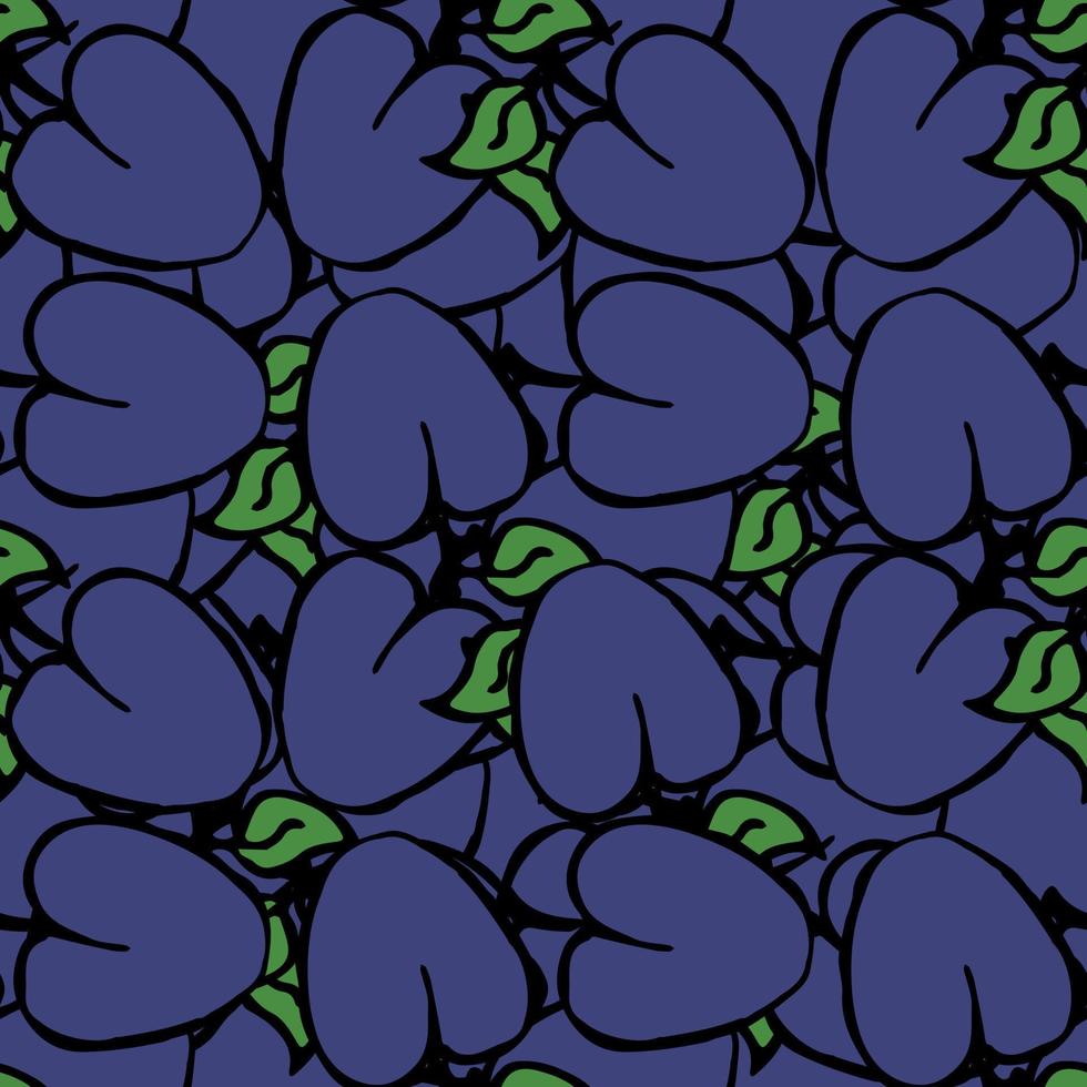 seamless pattern with plum. vector doodle illustration with plum. pattern with blue plum