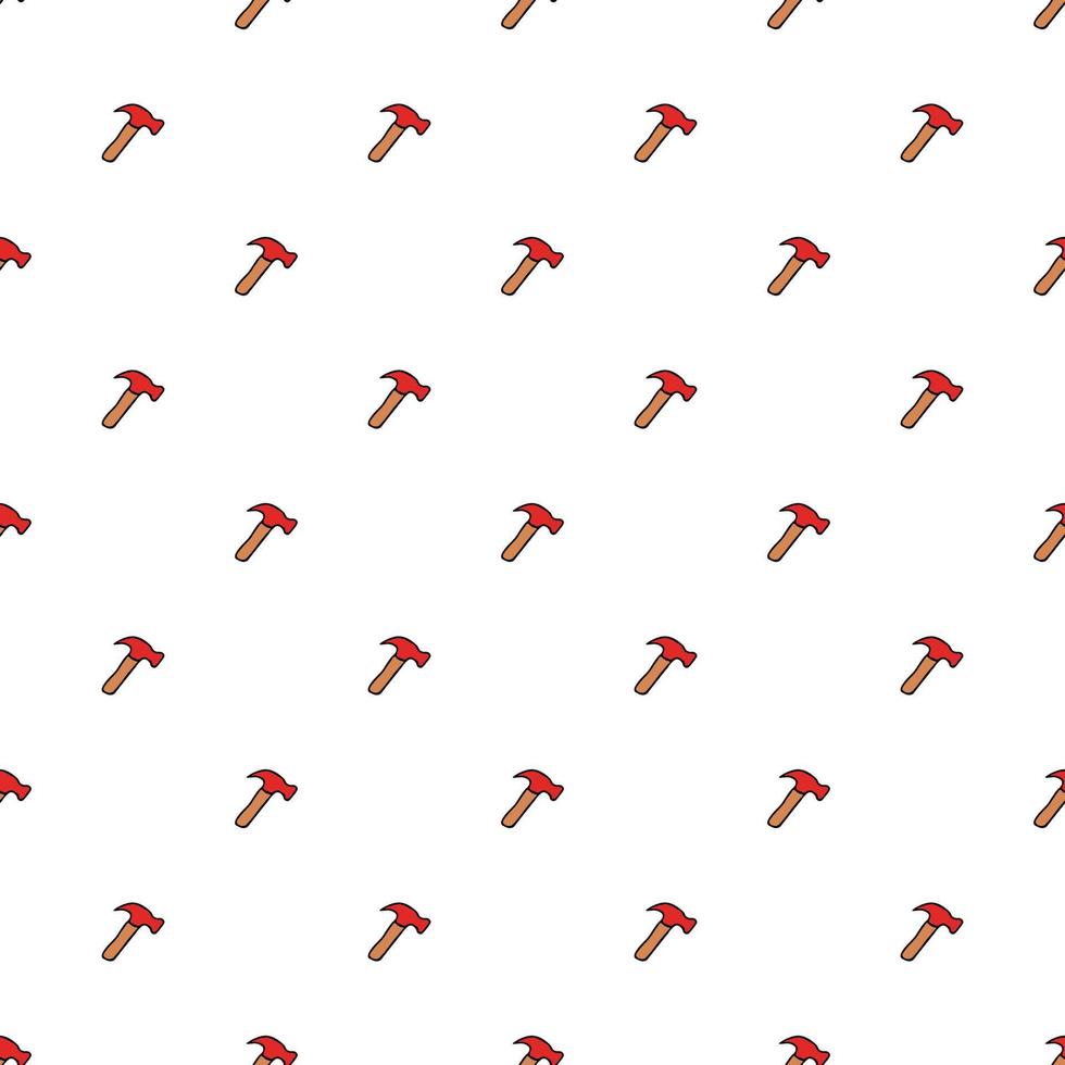 Seamless vector pattern with construction hammer. Colored construction tools background. Doodle construction pattern