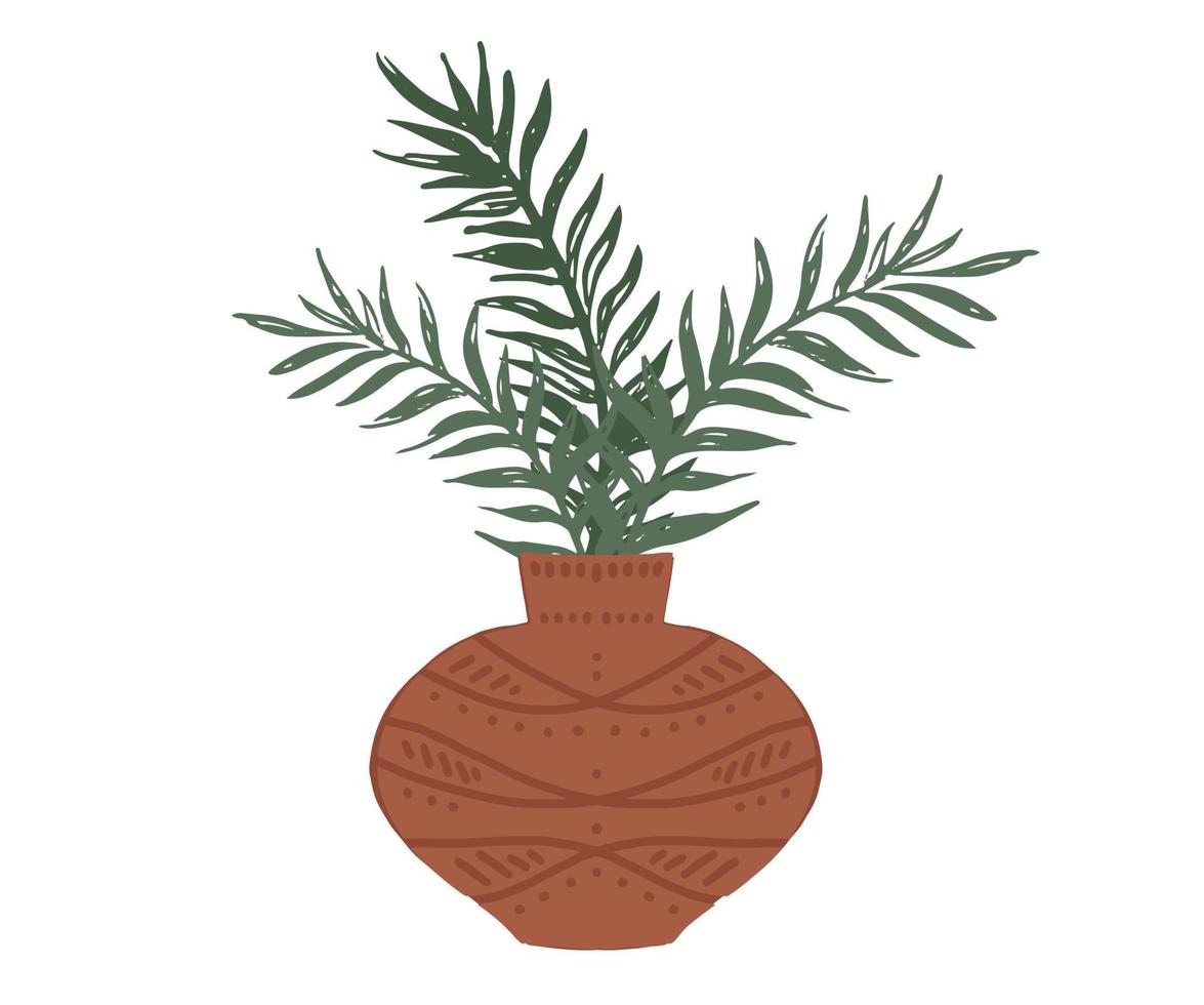 Home decor with plants, hand drawn illustration. vector