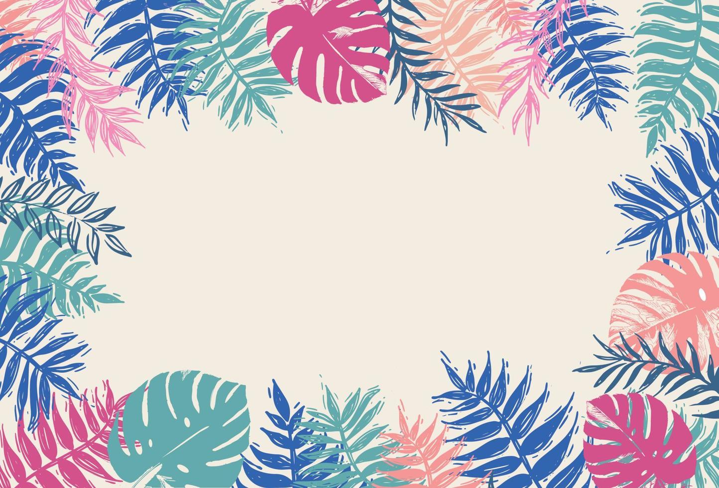 hola verano, hojas exóticas de la selva. vector. vector