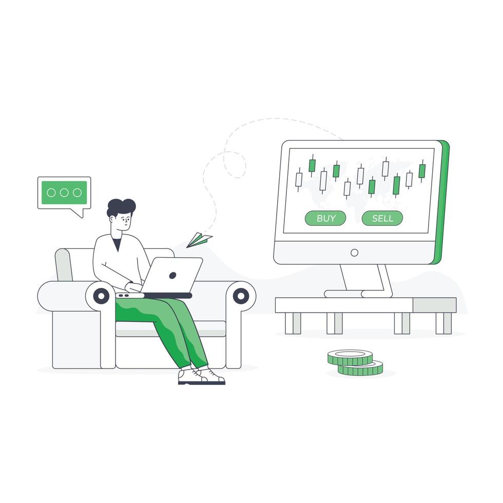 Premium flat illustration of online trading vector