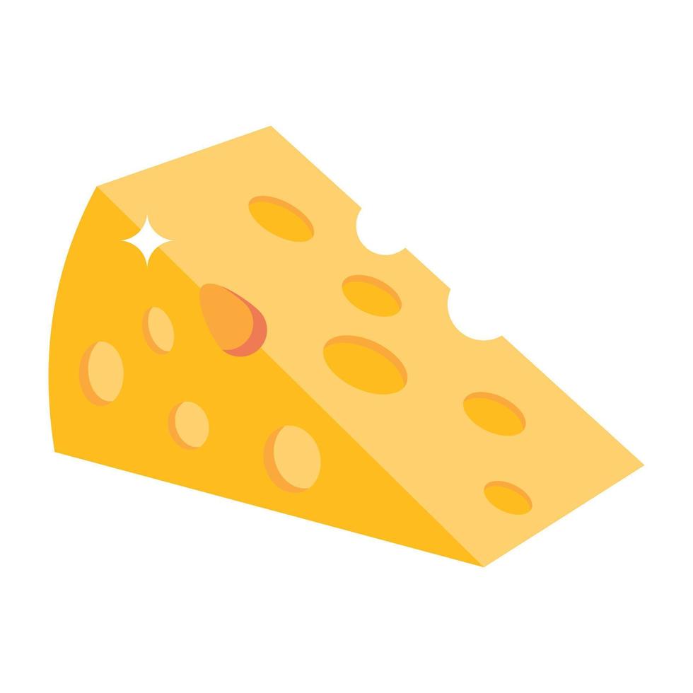 Dairy product, isometric icon of cheese vector