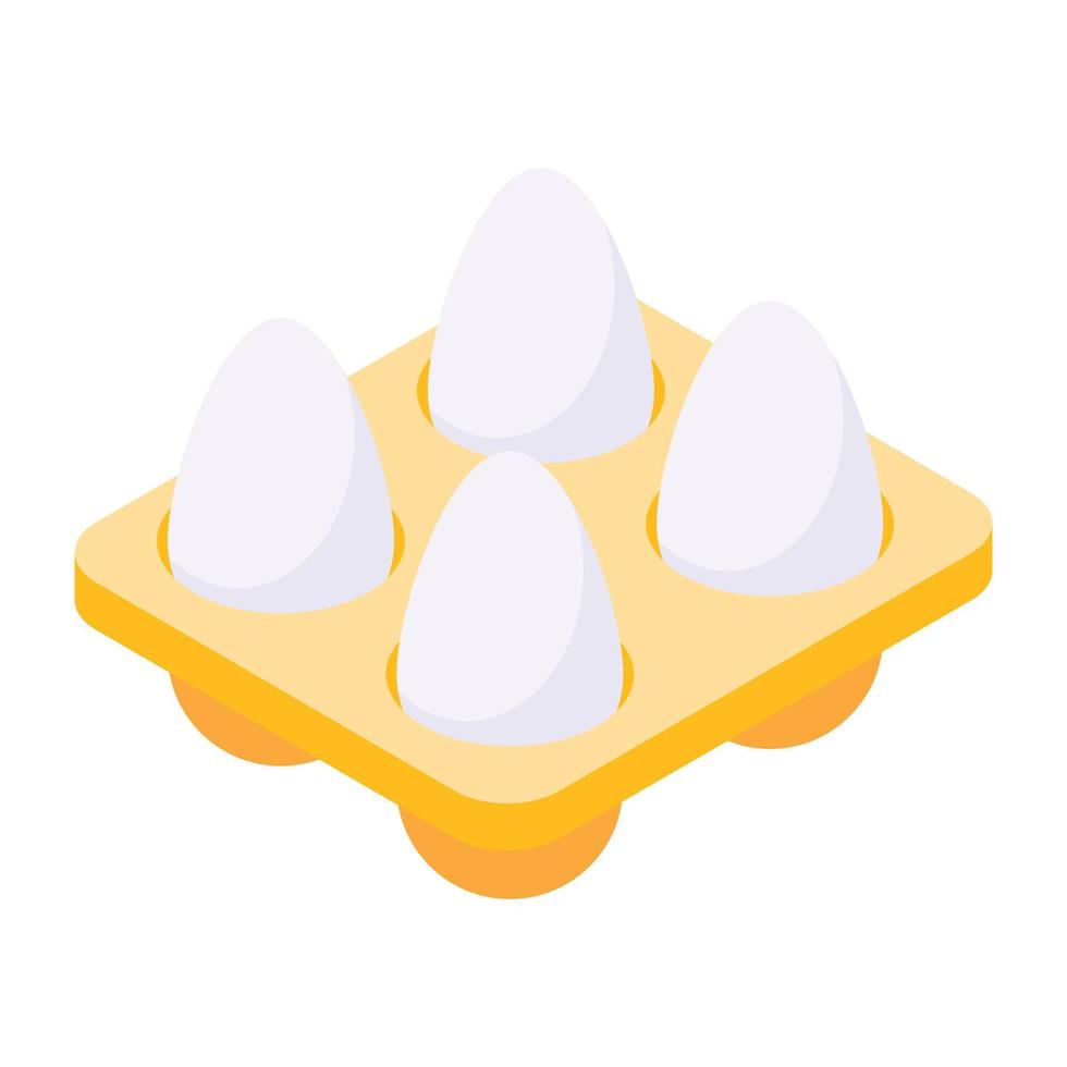 An icon of eggs tray isometric design vector