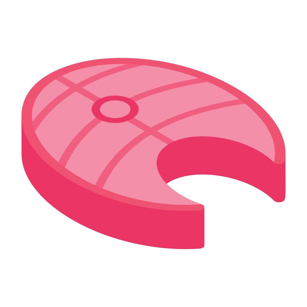 An editable isometric icon of steak vector