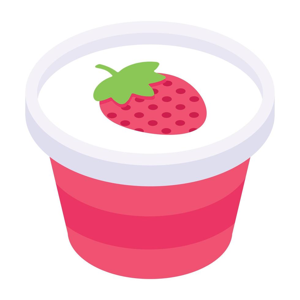 An icon of strawberry mousse isometric design vector