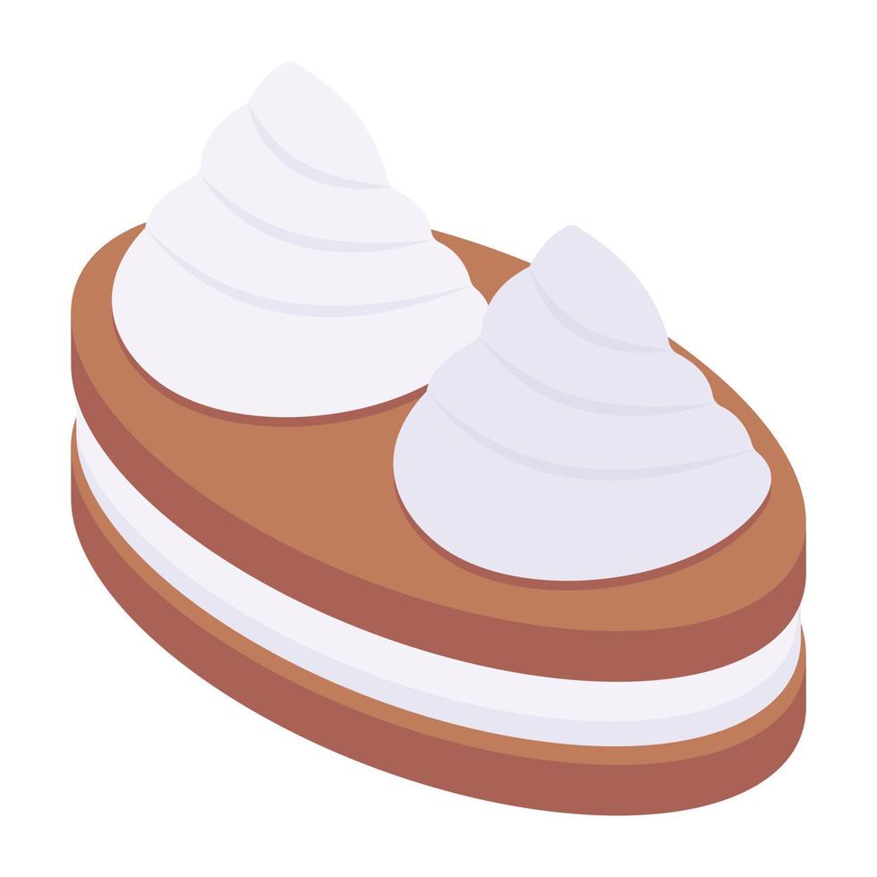 Cream cake dessert isometric icon download vector