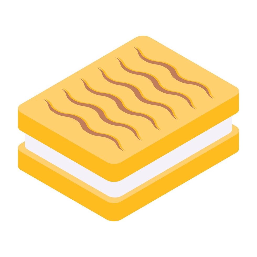 Modern isometric icon of cream biscuit vector