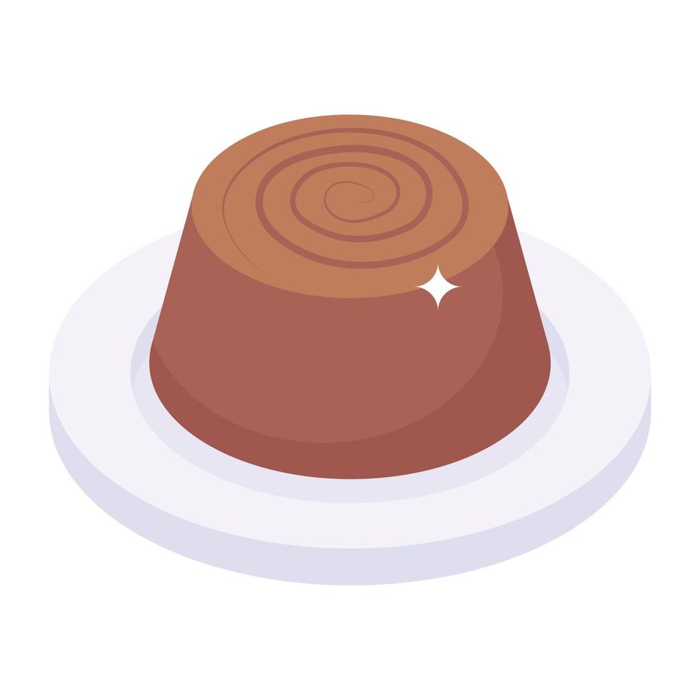 A sponge cake isometric icon vector