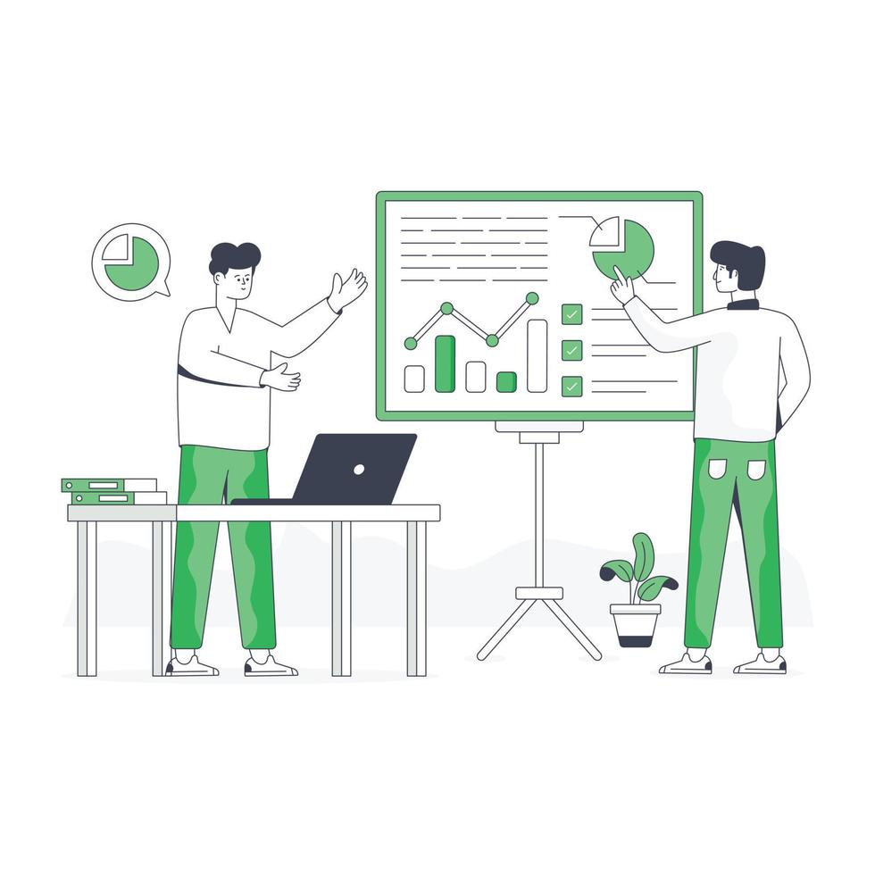 Get this flat illustration of data analysis Business vector