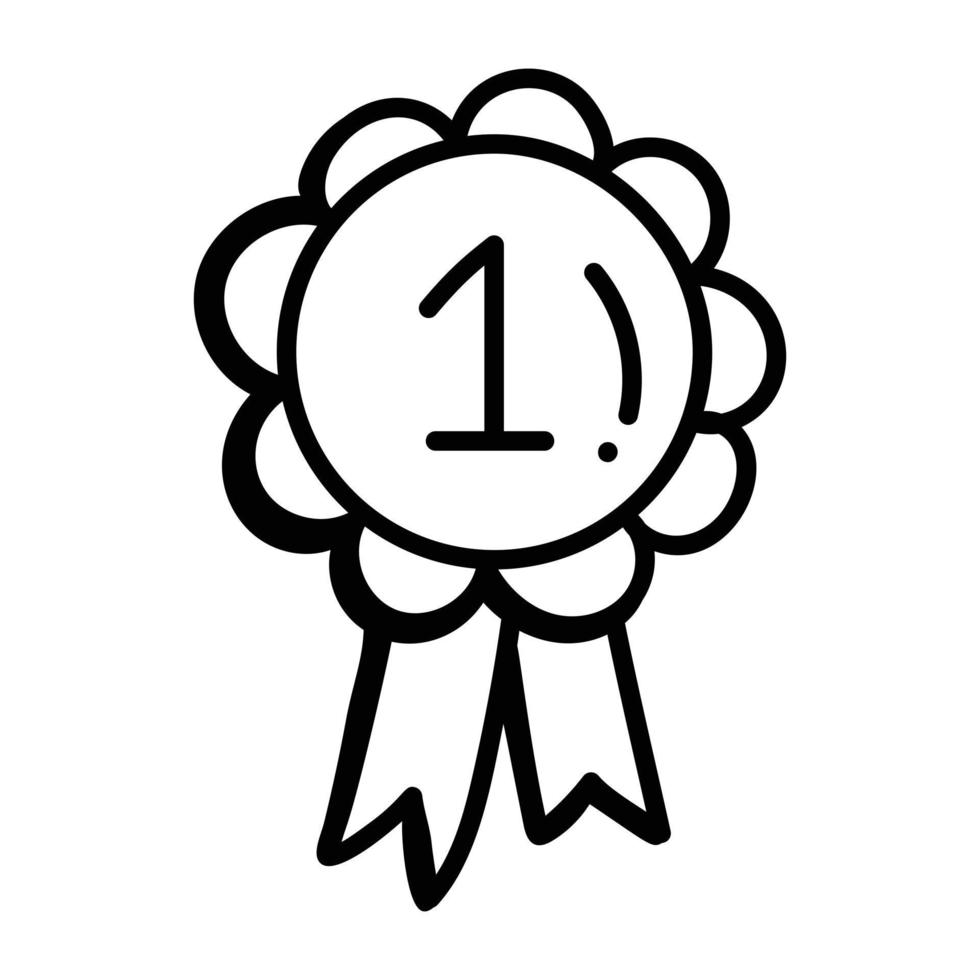 A ribbon badge doodle vector