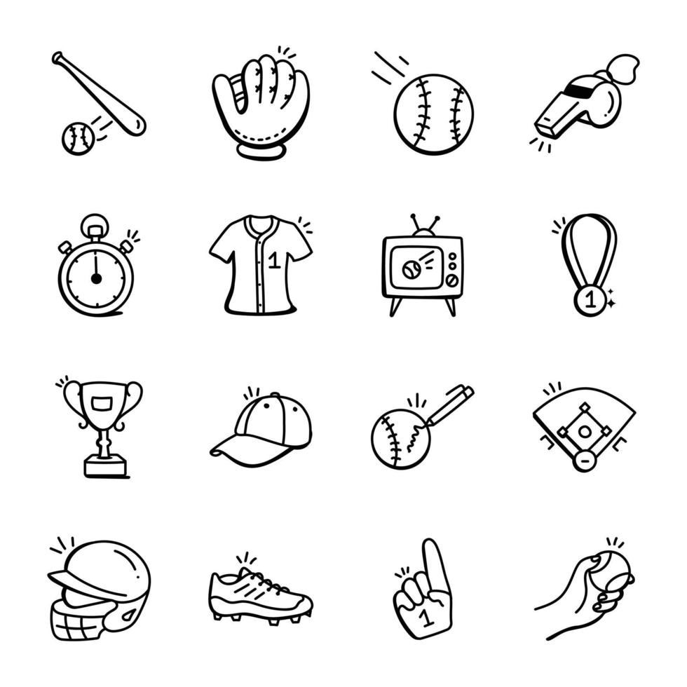 iconos de garabatos de deportes de moda vector