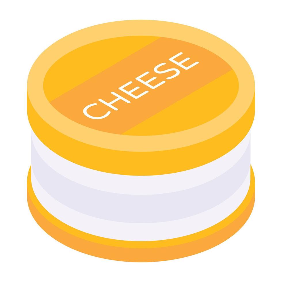 An isometric icon of cheese can vector