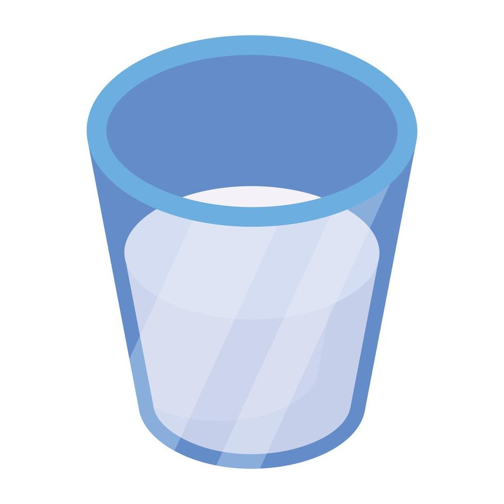 A milk glass isometric icon download vector
