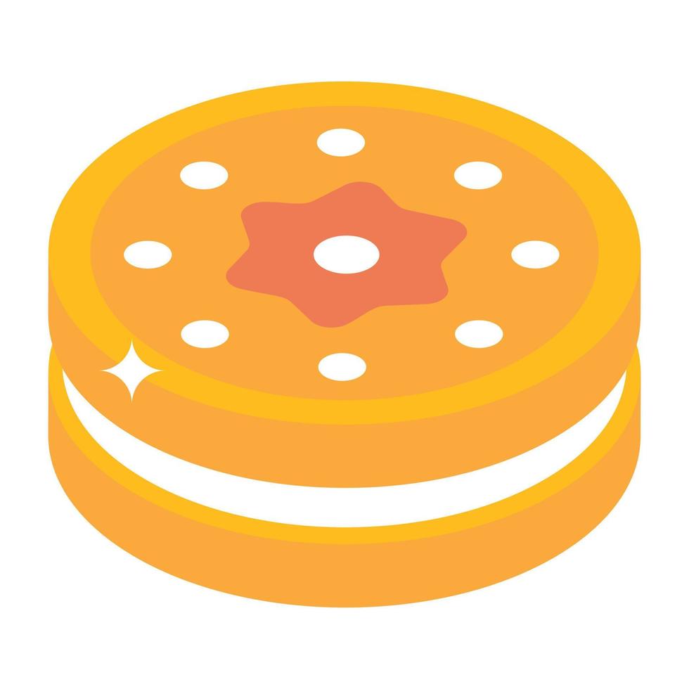Modern isometric icon of cream biscuit vector