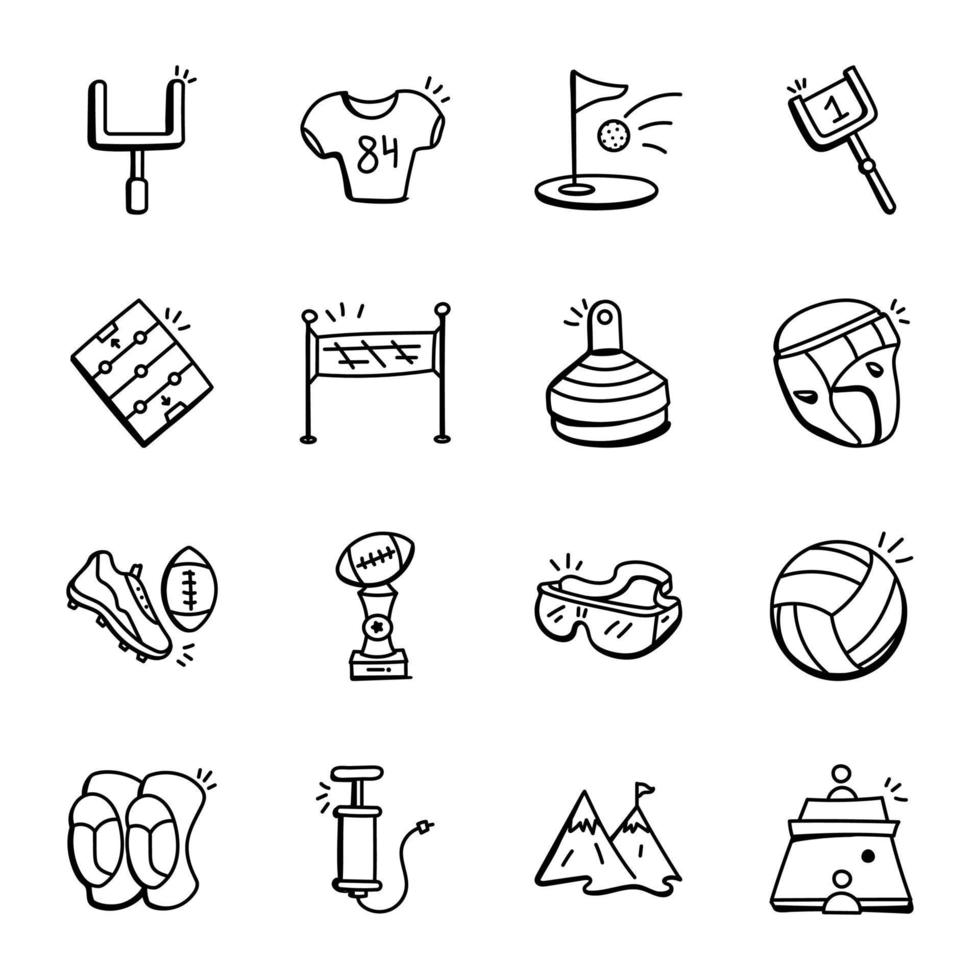 Hand Drawn Icons of Players and Games vector