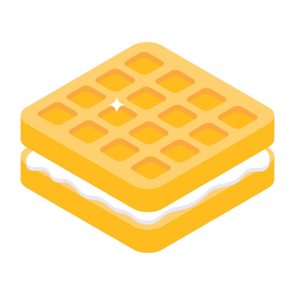 Modern isometric icon of cream biscuit vector