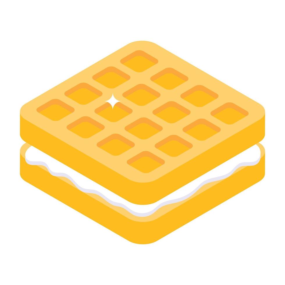 Modern isometric icon of cream biscuit vector