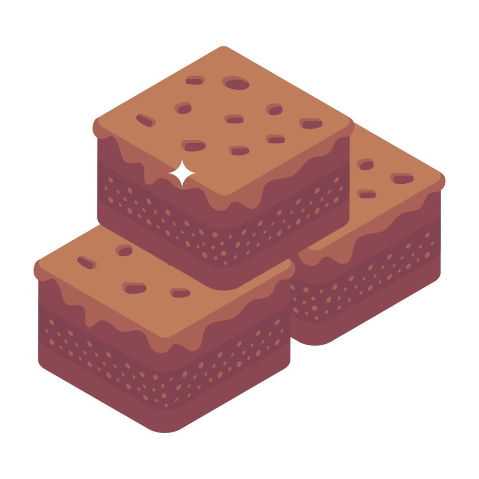 Editable chocolate bars isometric icon vector