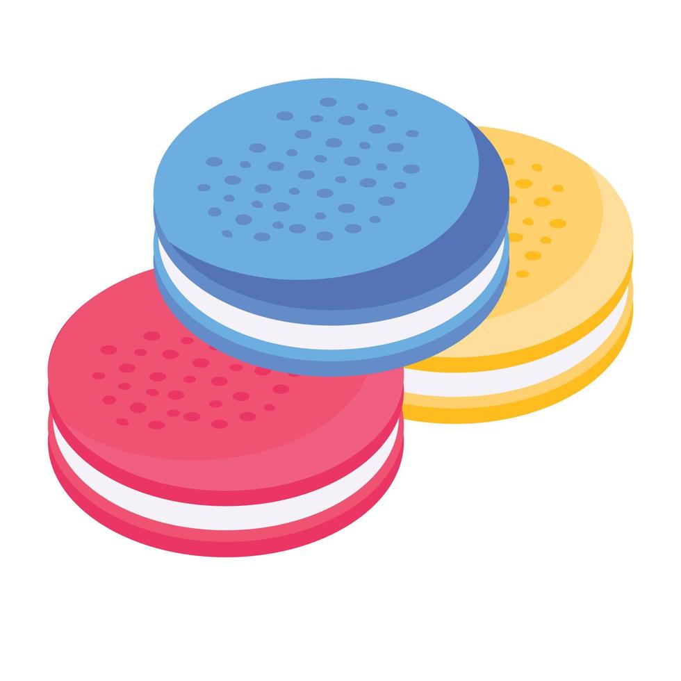 Modern isometric icon of cream cookies vector