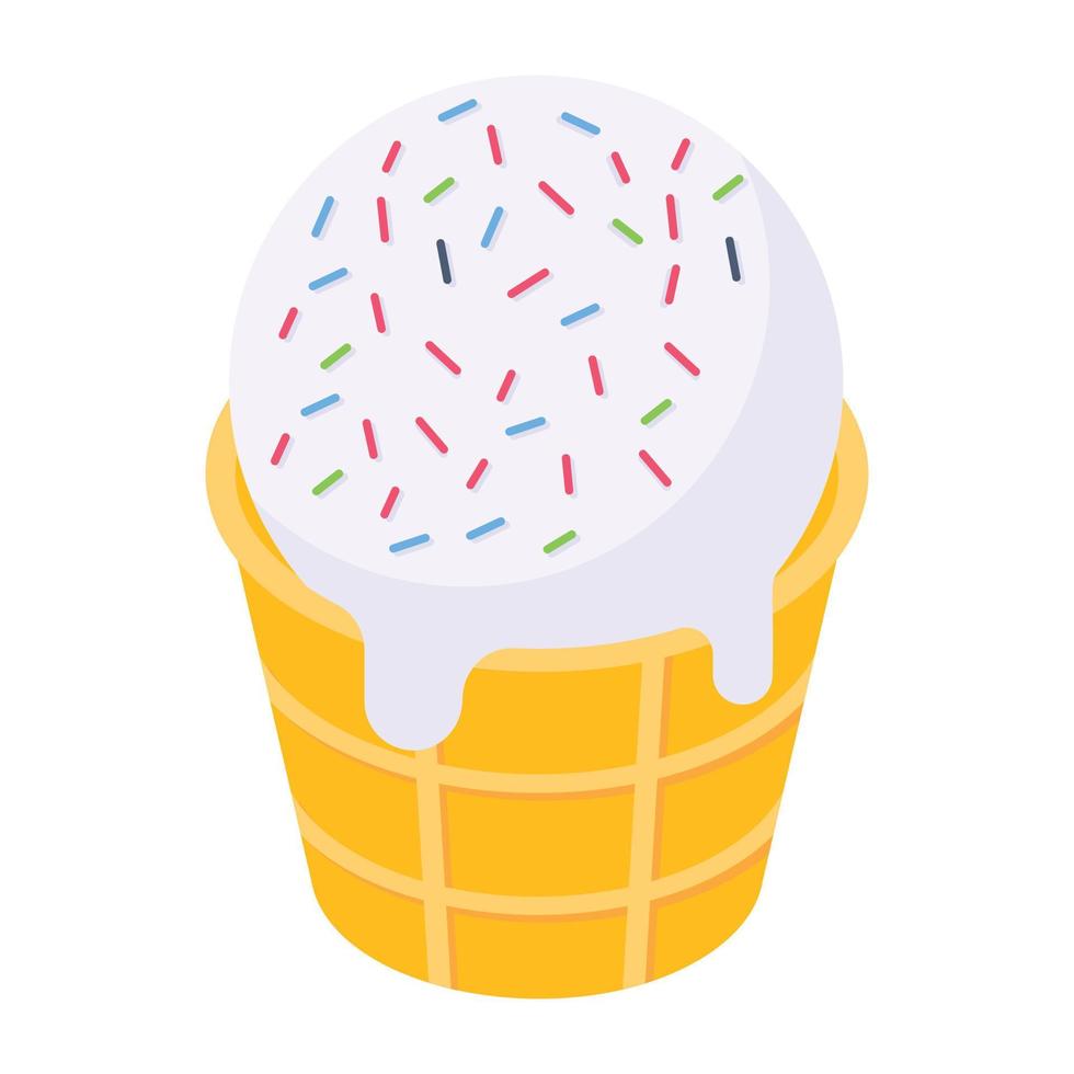 An icon of ice cream cup isometric design vector