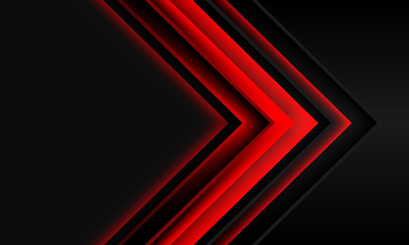 dirección de sombra de flecha roja abstracta en negro metálico con diseño de espacio en blanco gris vector de fondo de tecnología futurista moderna