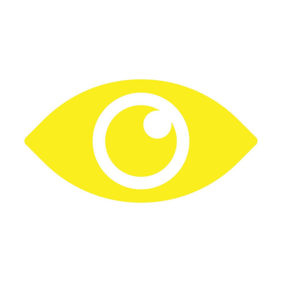 eps10 icono sólido de ojo de vector amarillo en estilo de moda plano simple aislado sobre fondo blanco