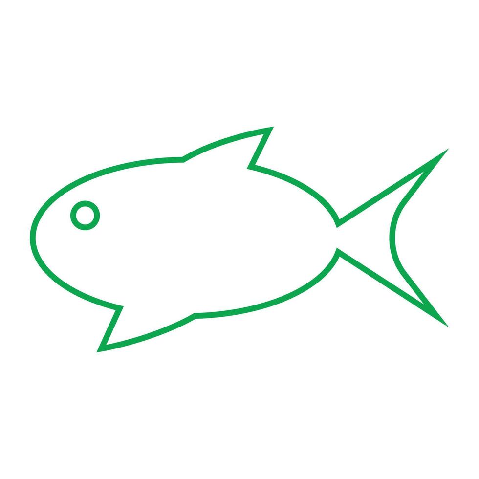 eps10 green vector aquarium fish line icon in simple flat trendy style isolated on white background