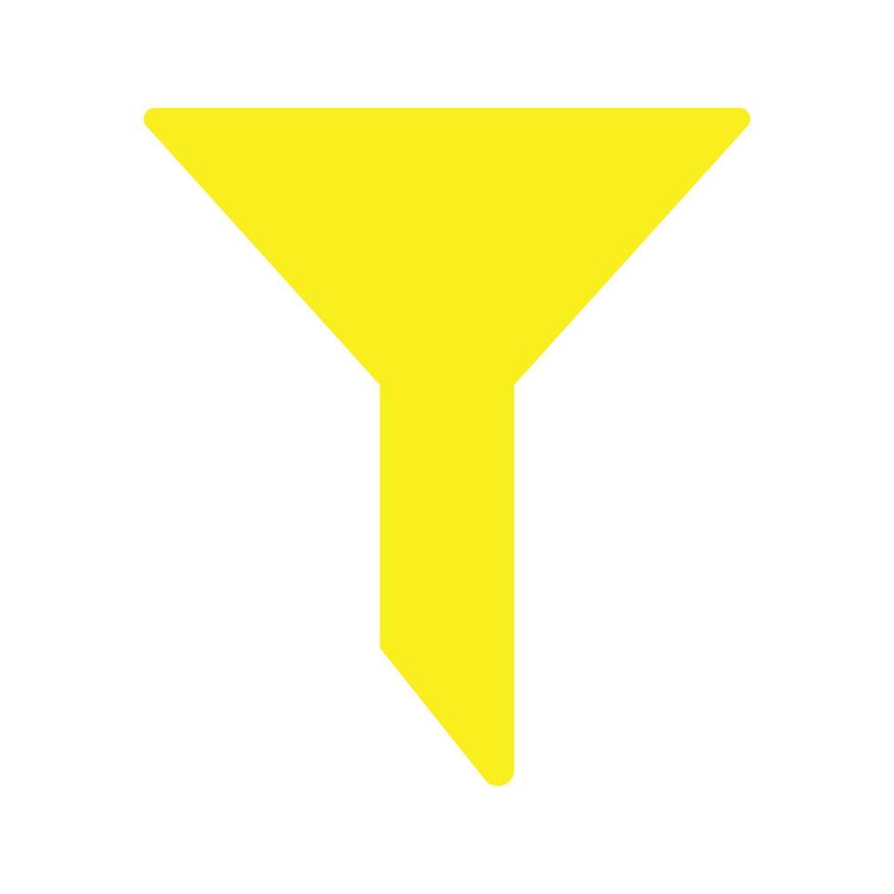 eps10 icono sólido de filtro de vector amarillo en estilo plano simple aislado en fondo blanco