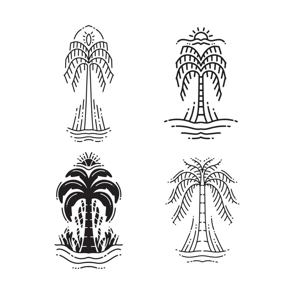 Palm tree outline bundle vector
