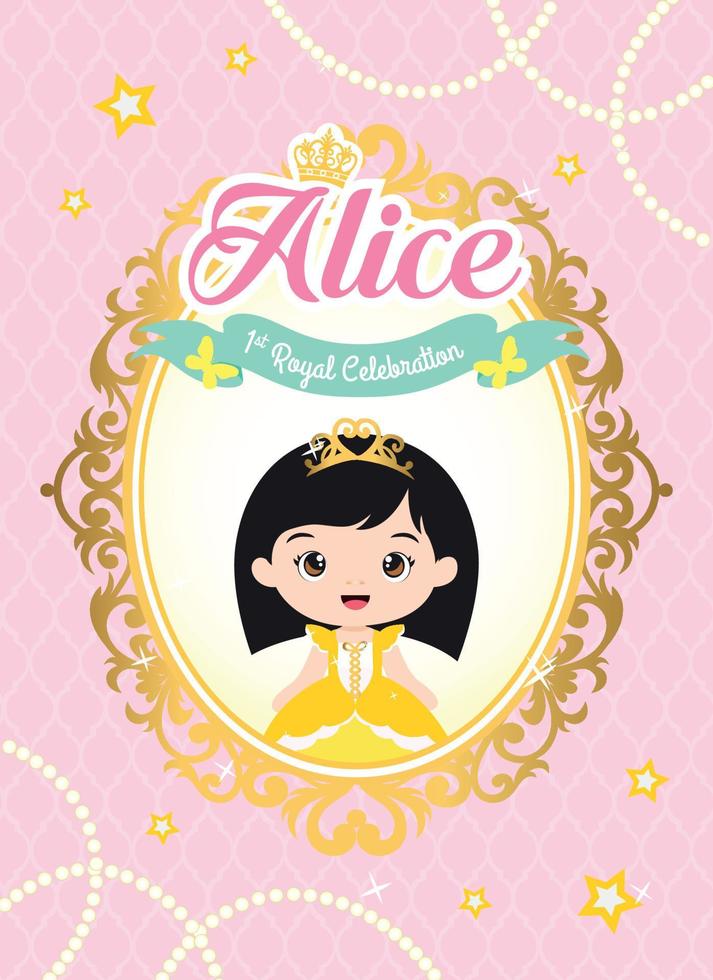 First birthday design with cute princess vector