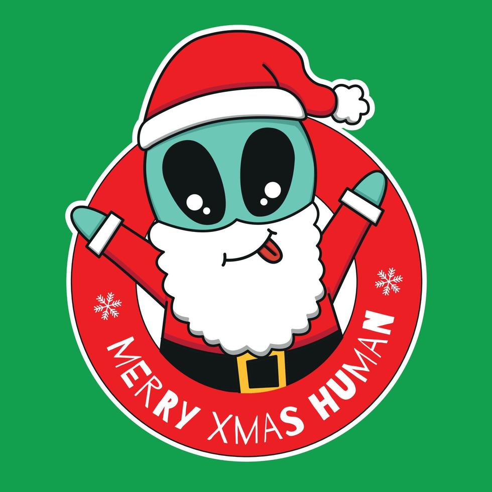 Vector design of alien wearing santa claus costumes