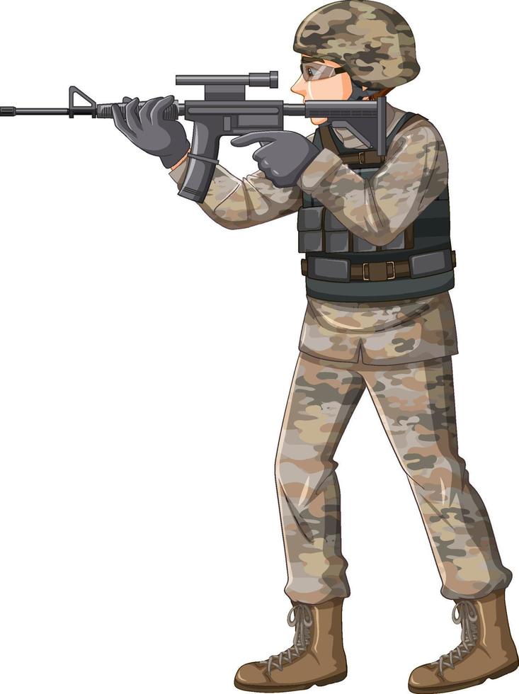 Soldier in uniform cartoon character vector