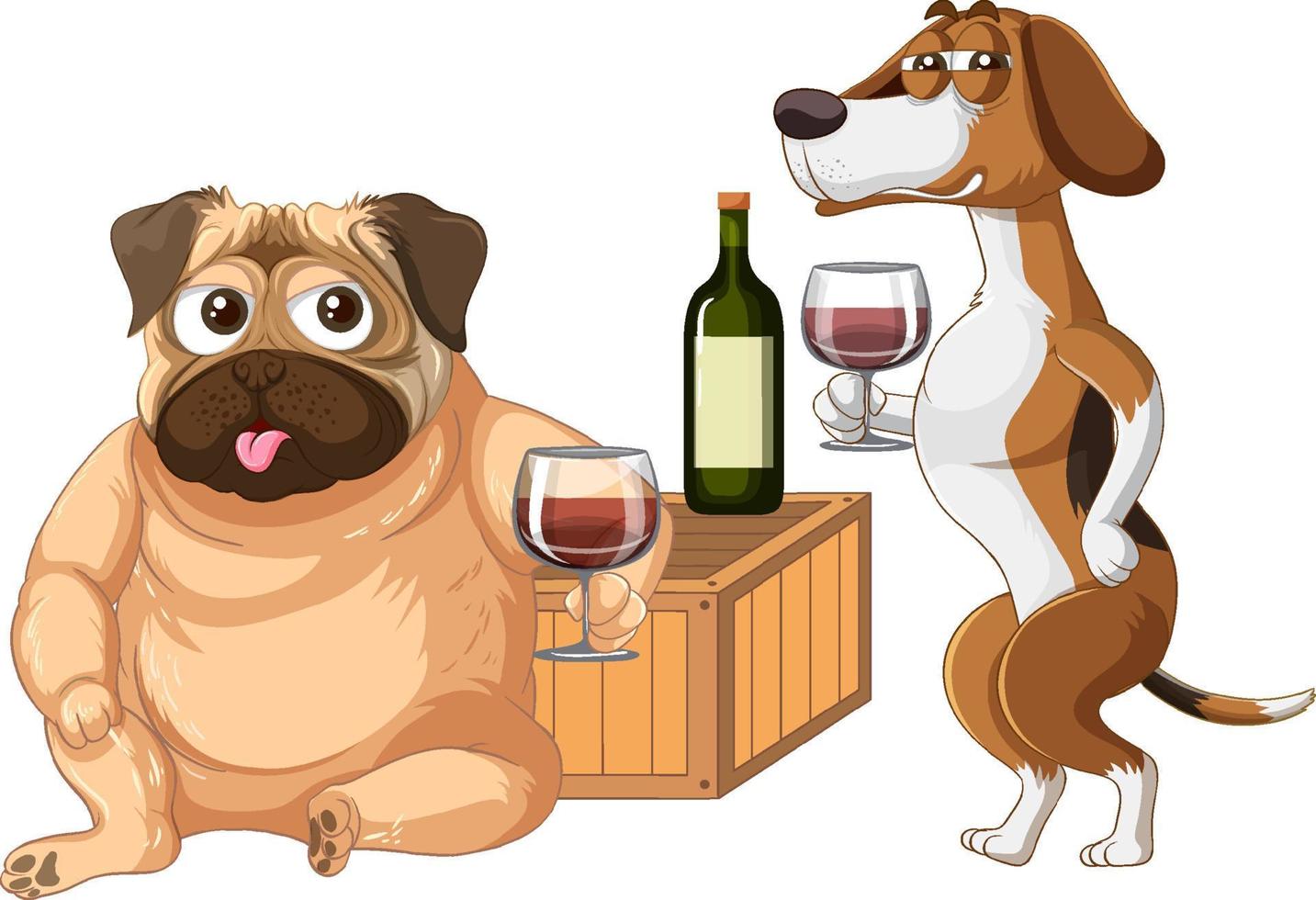 un grupo de perros bebiendo vino vector