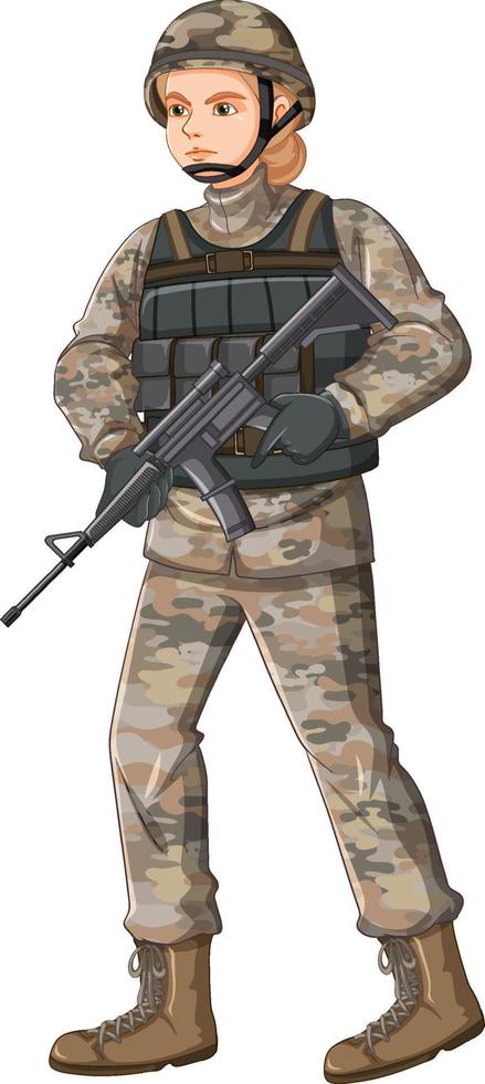 soldado en personaje de dibujos animados uniforme vector