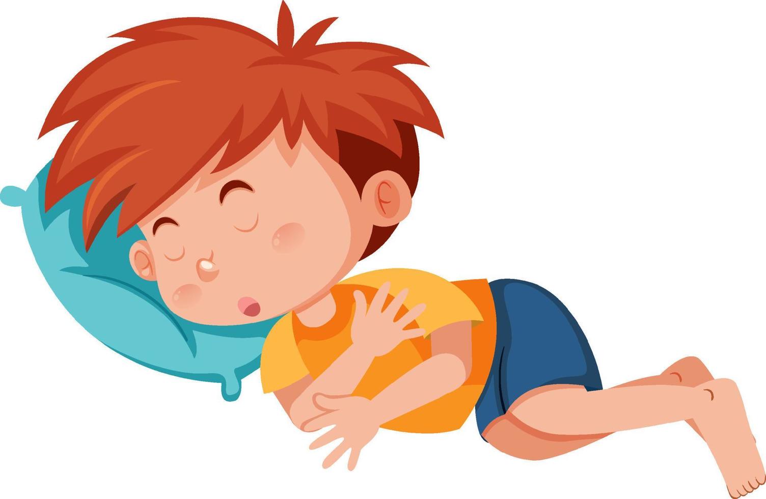 niño durmiendo en una almohada vector