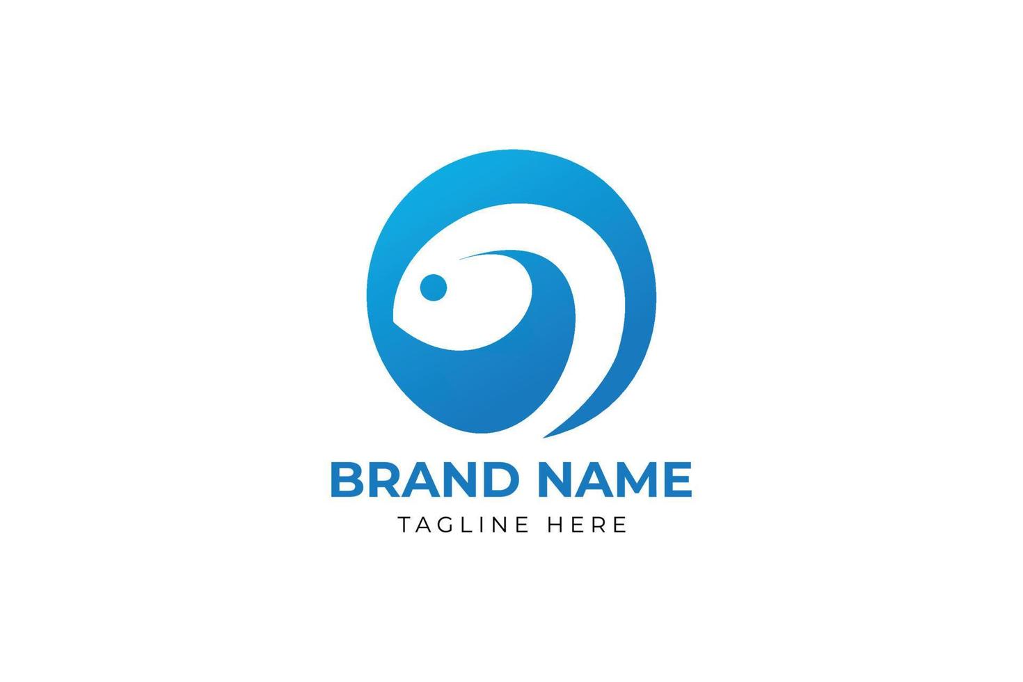 Fish circle logo simple blue minimalist vector