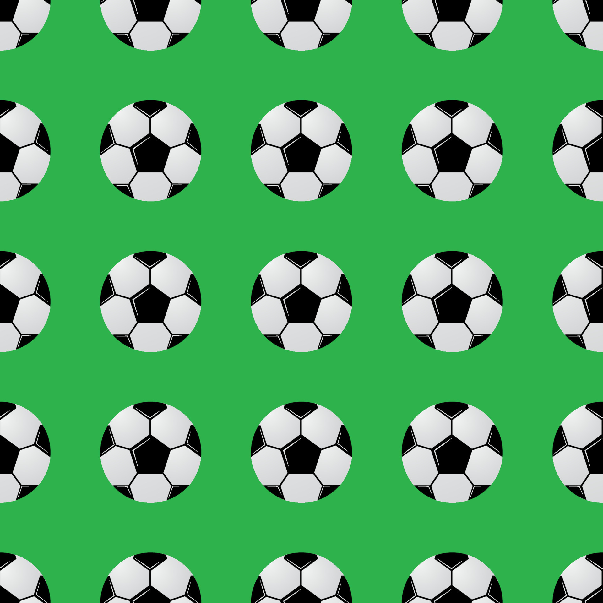 balones de fútbol en blanco y negro sobre un patrón verde sin fisuras.  Fondo de vector de fútbol. ilustración de estilo de dibujos animados de  tema de competición deportiva. plantilla fácil de